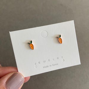 Tiny Carrot Stud Earrings - Sterling Silver Pin Post