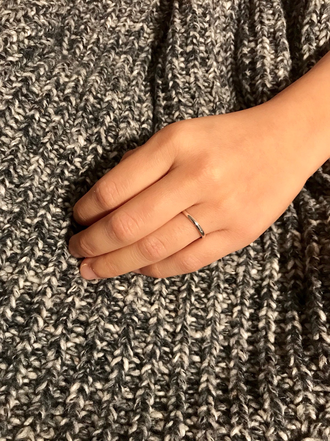 Silver Thin Band Ring Simple Minimalist Ring Half Round Etsy