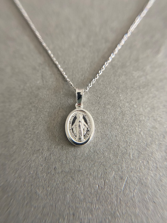 Medaglia Miracolosa in Argento Sterling Collana della