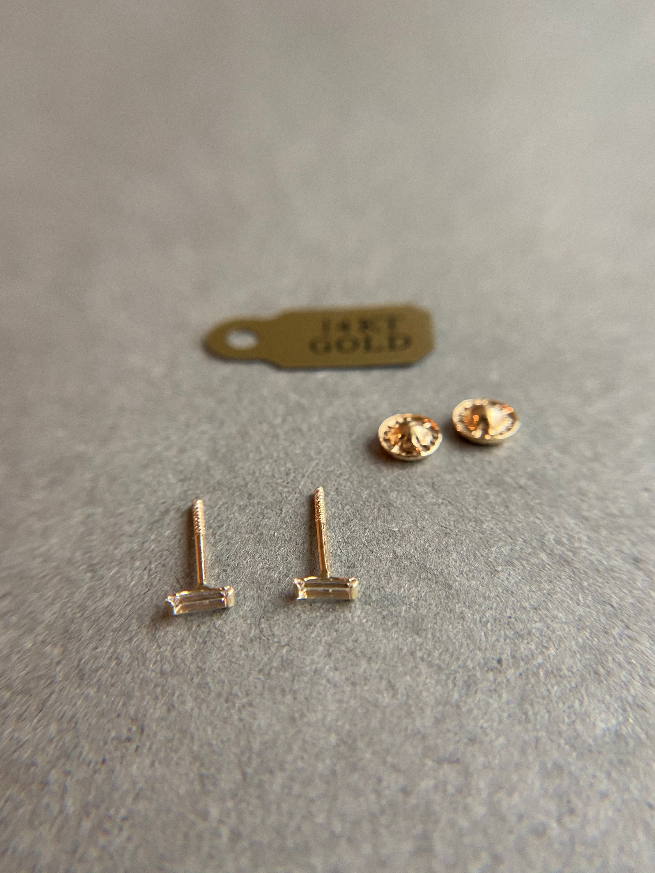 Tiny 14k Solid Gold Ear Nuts / Gold Earring Backs for Thin Post Stud  Earrings 24 or 22 Gauge Posts, Sold Individually, Made in the USA 