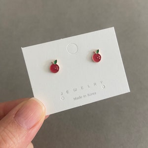 Tiny Tomato Stud Earrings - Sterling Silver Pin Post