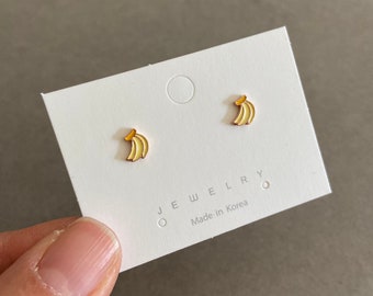Tiny Banana Stud Earrings - Sterling Silver Pin Post