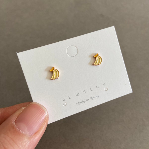 Tiny Banana Stud Oorbellen - Sterling Silver Pin Post