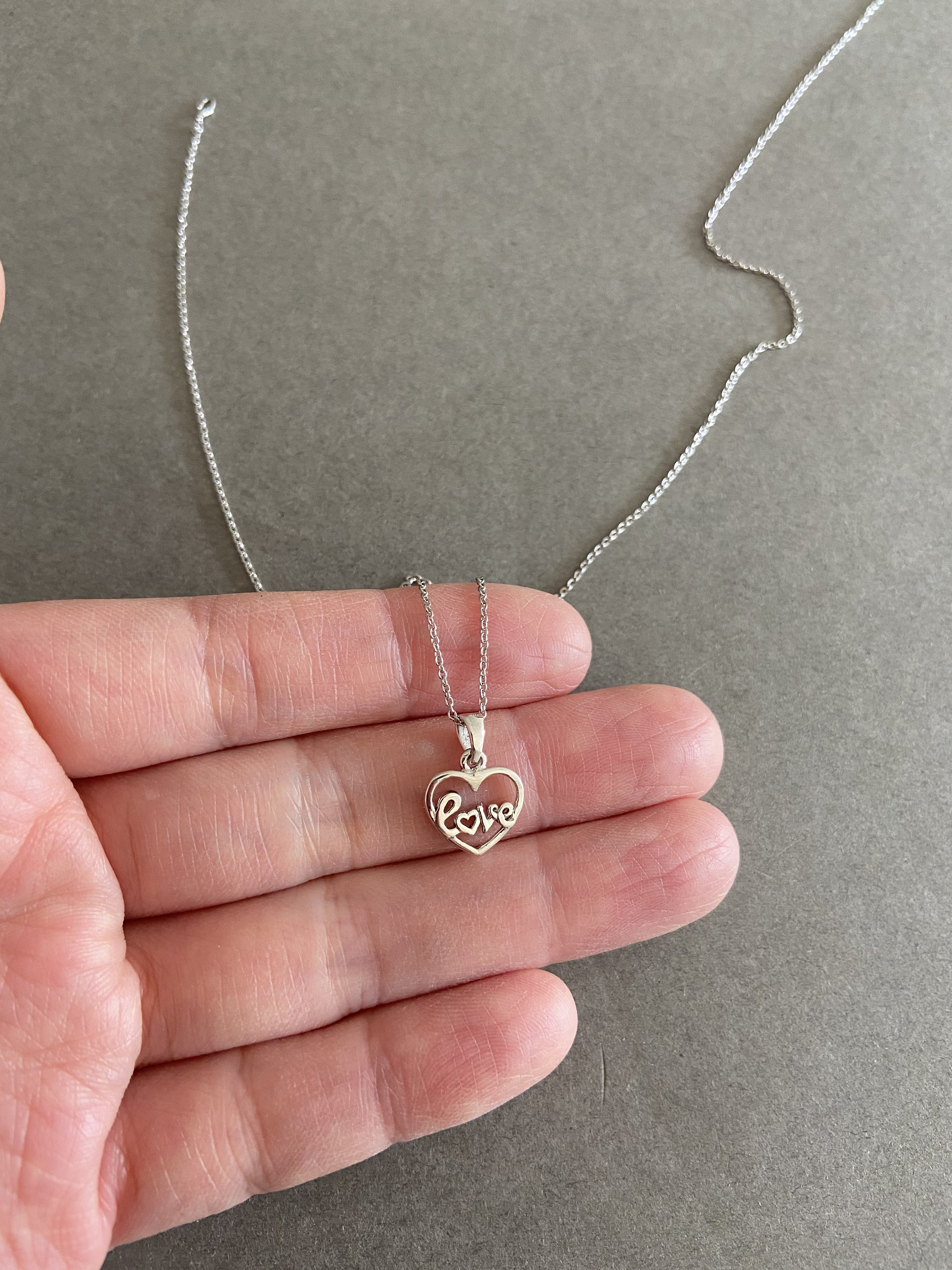 Silver Tiny Mini Heart Love Necklace - Sterling Silver