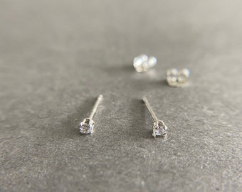 Silver CZ Stud Earrings Type A - Sterling Silver