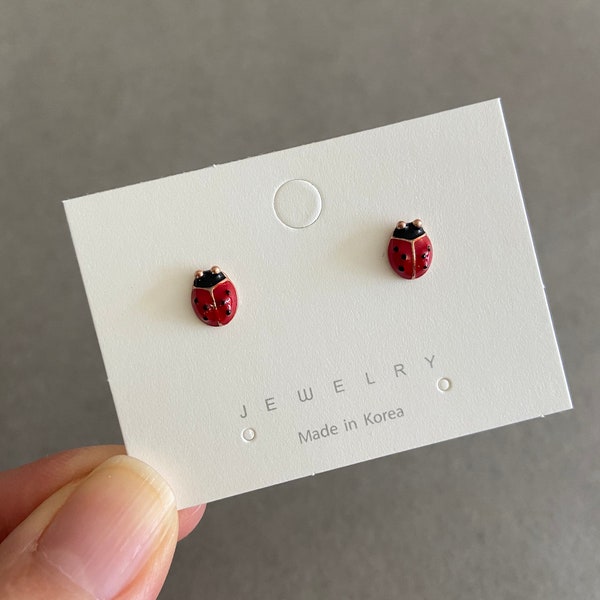 Silver Tiny Ladybug Stud Earrings - Sterling Silver