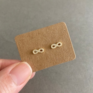 Silver Tiny CZ Infinity Stud Earrings - Sterling Silver [SE9013]