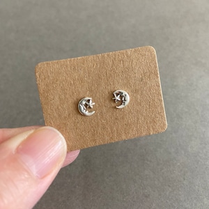 Pendientes de plata con forma de medialuna y estrella - Plata de ley