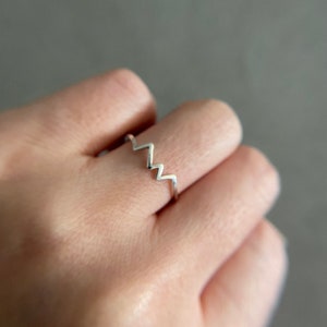 Silver Zig Zag Wave Ring - Sterling Silver