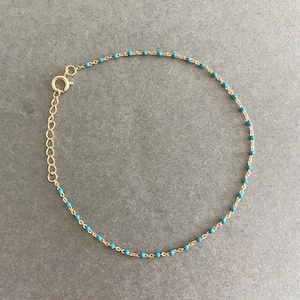 Sterling Silver Tiny beaded Chain Bracelet - Sterling Silver