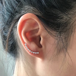 Silver CZ Ear Climber TypeA Ear Crawler - Sterling Silver