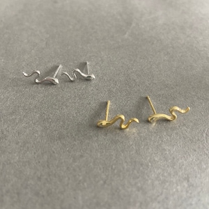 Silver Tiny Mini Snake Stud Earrings - Sterling Silver