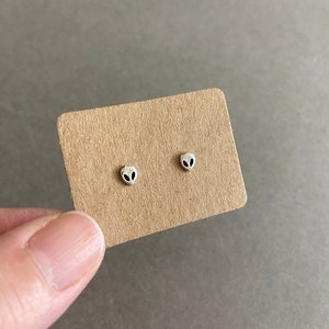 Silver Tiny Alien Stud Earrings - Sterling Silver