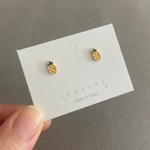 Tiny Pineapple Stud Earrings - Sterling Silver Pin Post