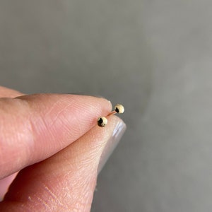 14K Solid Gold Tiny Round Stud Earrings 2.5mm 14K Solid Gold image 3