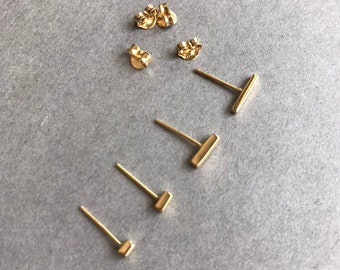 Winzige dünne Stab-Ohrstecker, Silber, Gold, Roségold - Sterlingsilber