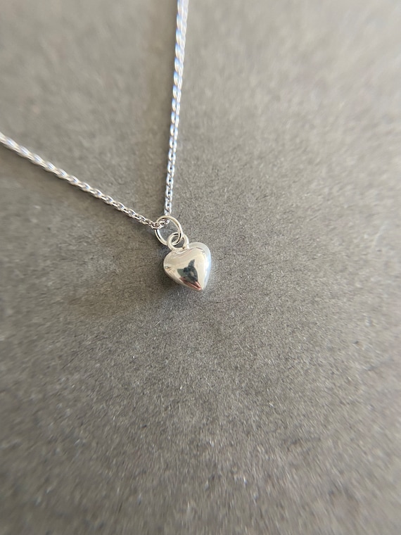 ★HAS★ Silver925 HW003 Mini heart necklace Silver Tiny Mini Heart Necklace - Sterling Silver - Etsy