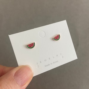 Tiny Watermelon Stud Earrings - Sterling Silver Pin Post