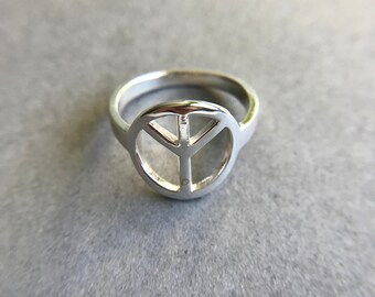 USA Seller Peace Sign Ring Sterling Silver 925 Adjustable Jewelry Selectable USA Seller Peace Sign Ring Sterling Silver 925 Adjustable Jewelry Selectable