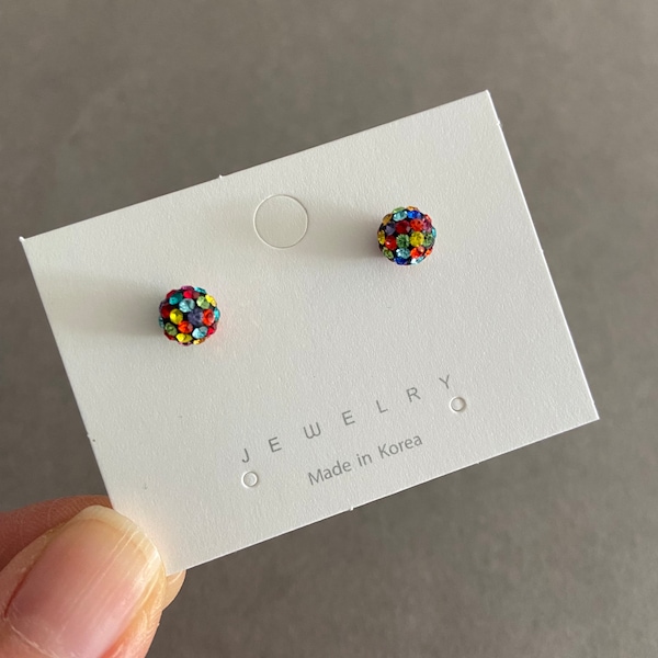 Tiny Disco Ball Stud Earrings - Sterling Silver