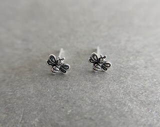 Orecchini A Forma Di Ape In Argento Sterling S925 – Vintage E Ipoallergenici, Piccole Borchie Per Donna, Regalo In Sacchetto Velluto