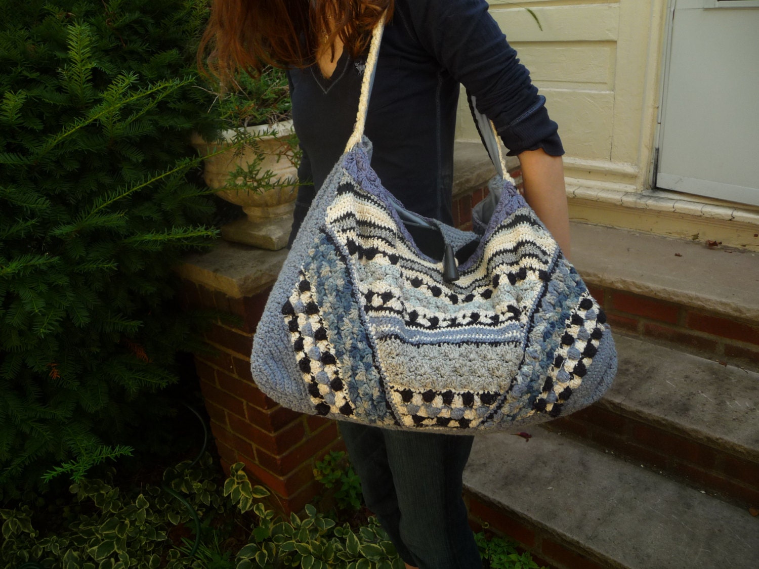 Crochet Multicolor Bag. Large Bag. Jacquard Bag. Etsy UK