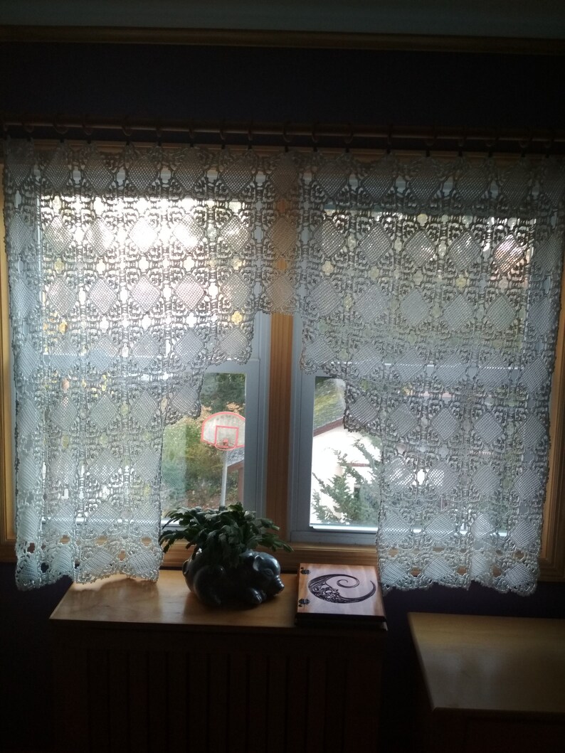 Crochet Curtain Lace quilted Curtain Crochet handmade Curtain. Afghan Pattern Curtain
