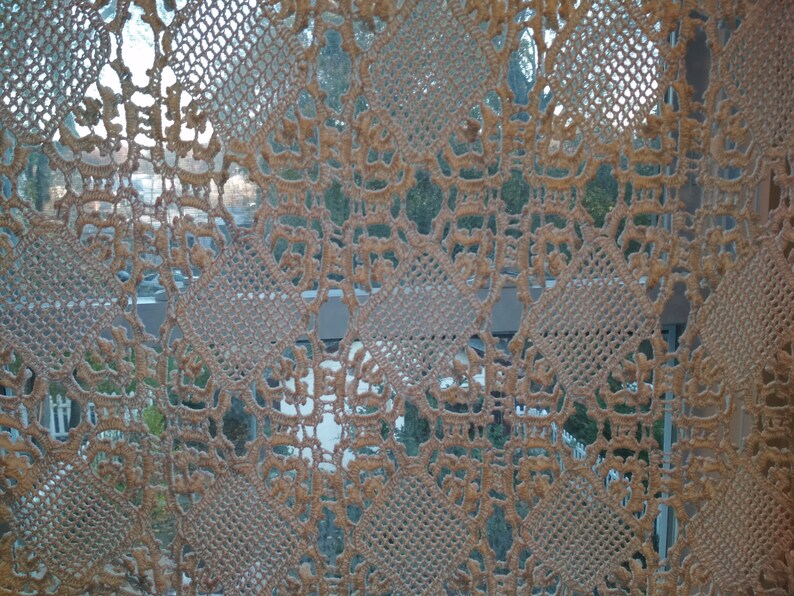 Crochet Curtain Lace quilted Curtain Crochet handmade Curtain. Afghan Pattern Curtain