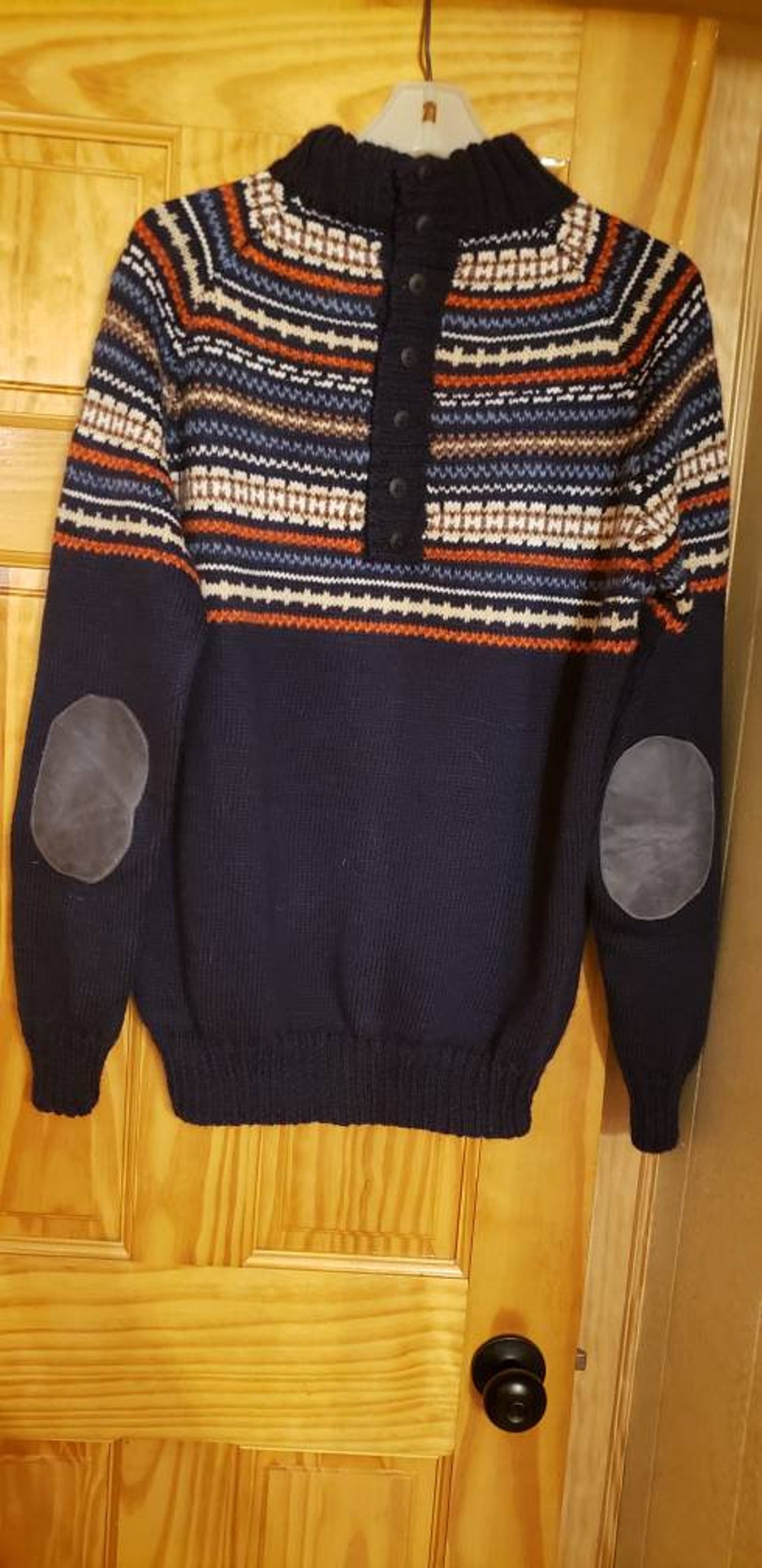 Mens' Sweater With Leather Patches Etsy