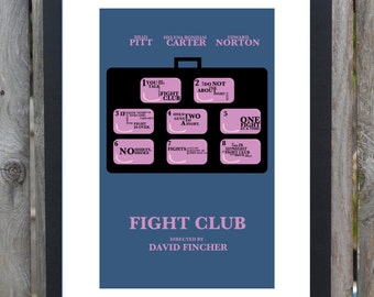 Plakat z filmu "Fight Club" w minimalistycznym, minimalistycznym stylu, zasady serialu "Fight Club"