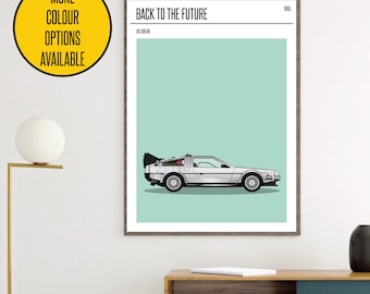 CANVAS Back to the future Delorean minimal minimalist movie film print poster art custom
