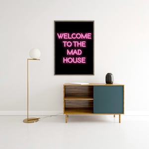 CANVAS Welcome to the mad house Neon Sign Art Poster print