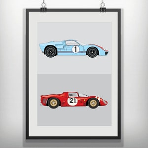 CANVAS Ford v Ferrari estilo minimalista minimalista película impresión cartel