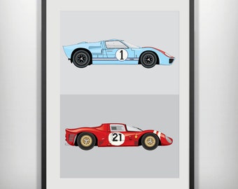 CANVAS Ford v Ferrari style minimal minimalist movie film print poster