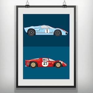 CANVAS Ford v Ferrari style minimal minimalist movie film print poster