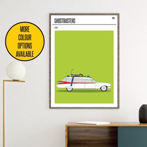 CANVAS  Ghostbusters Ecto-1 minimal minimalist movie film print poster art custom