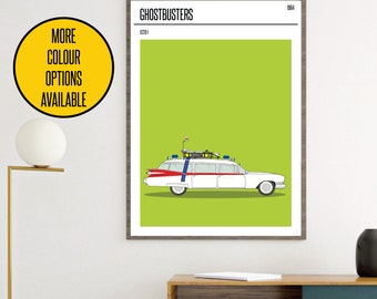 CANVAS  Ghostbusters Ecto-1 minimal minimalist movie film print poster art custom