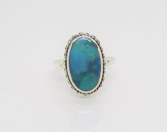 R79 Old vintage Native American turquoise and sterling silver hallmarked ring size 9 12