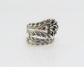Vintage Sterling Silver Carved Spoon Ring Size 7