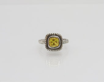 Square Magnifique Brillant Naturel Jaune Or Citrine Gems silver ring Taille 6-10