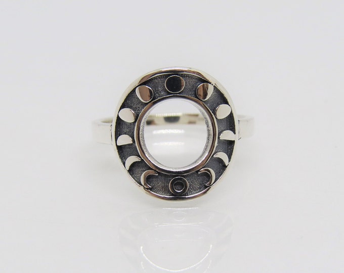Vintage Sterling Silver Moon Phases Band Ring Size 5