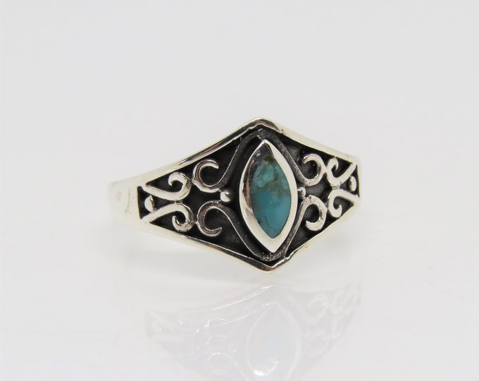 Vintage Sterling Silver Turquoise Ring Size 8