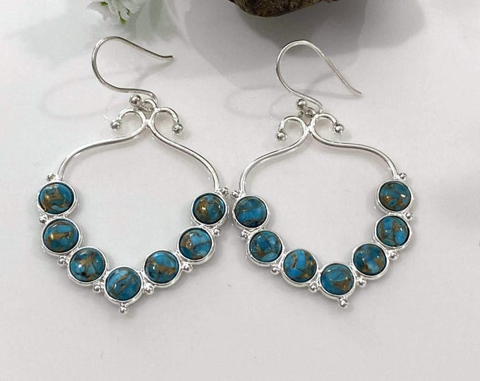 Sterling Silver Turquoise Dangle Earrings.