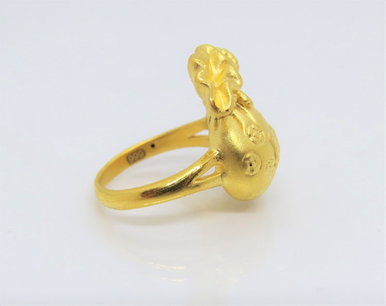 24K 999 Pure Gold Money Bag Vintage Ring Size 7.5 Etsy
