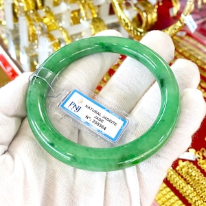 Vintage Translucent Natürliche Grüne Jadeit Jade Armreif Armband 62.5MM