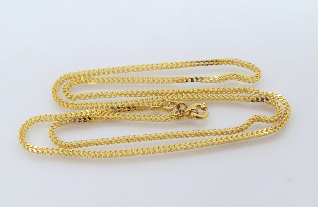 Vintage 18K Solid Yellow Gold Link Chain Necklace - Etsy