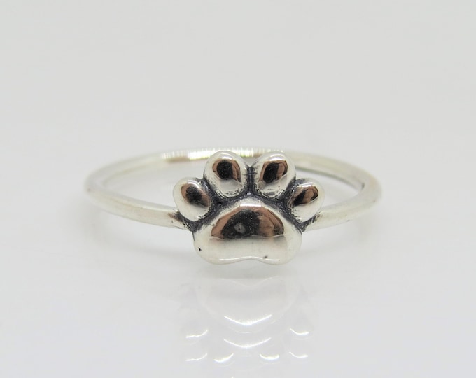 Sterling Silver Paw Ring Size 6