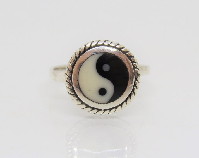 Sterling Silver Yin Yang Ring Size 8