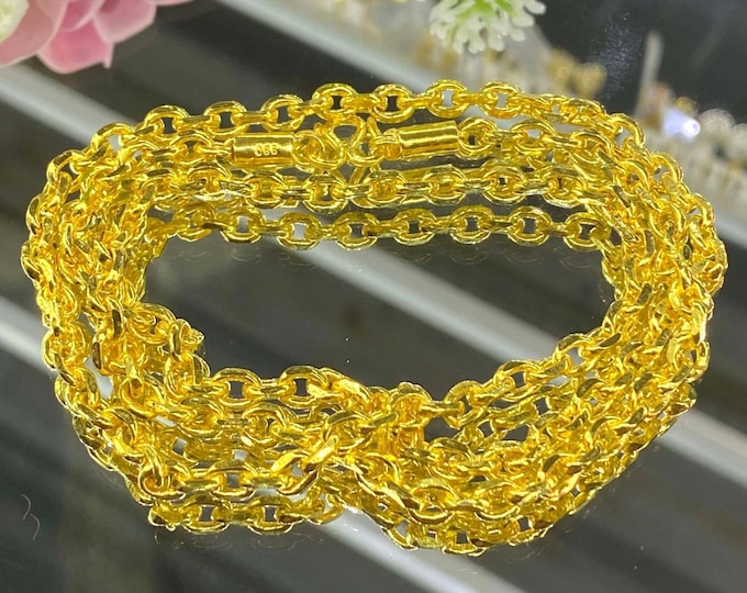 Vintage 23K 980 Solid gold Rolo Chain Necklace.