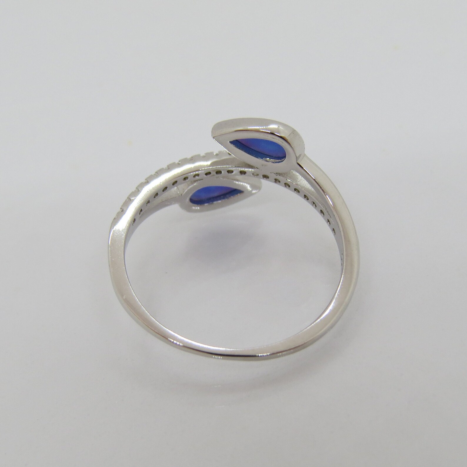 Vintage Sterling Silver Blue Opal & White Topaz by Pass Ring Size 7 - Etsy